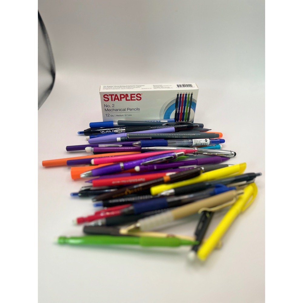 Mixed Writing Supplies Lot Staples Paper Mate BIC Pens Pencils Highlighters